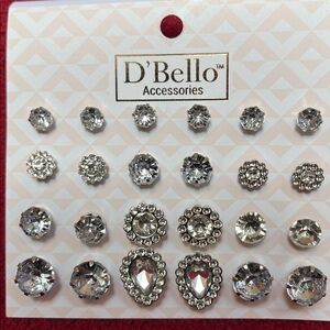 D'Bello Silver Crystal Earring Set